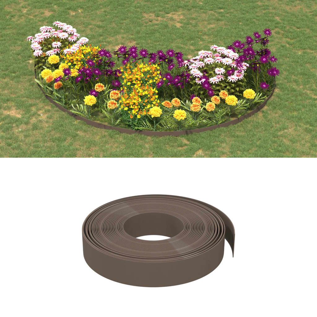 VidaXL Tuinranden 2 st 10 m 10 cm polyetheen bruin