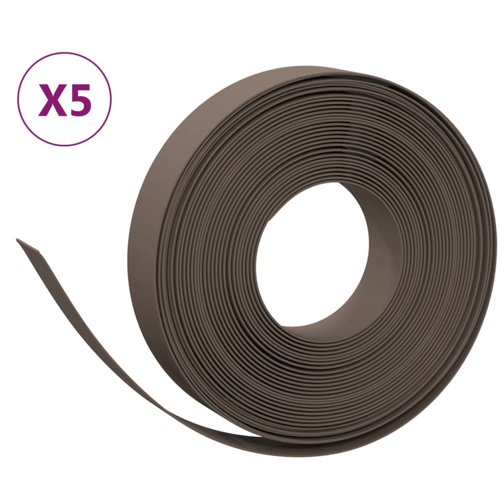 VidaXL Bordure de jardin 5 pcs 10 m 10 cm polyéthylène marron