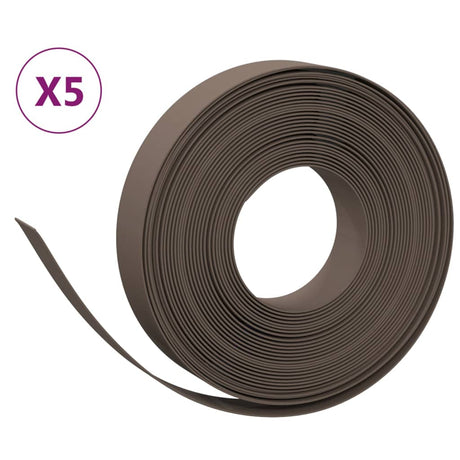 VidaXL Bordure de jardin 5 pcs 10 m 10 cm polyéthylène marron