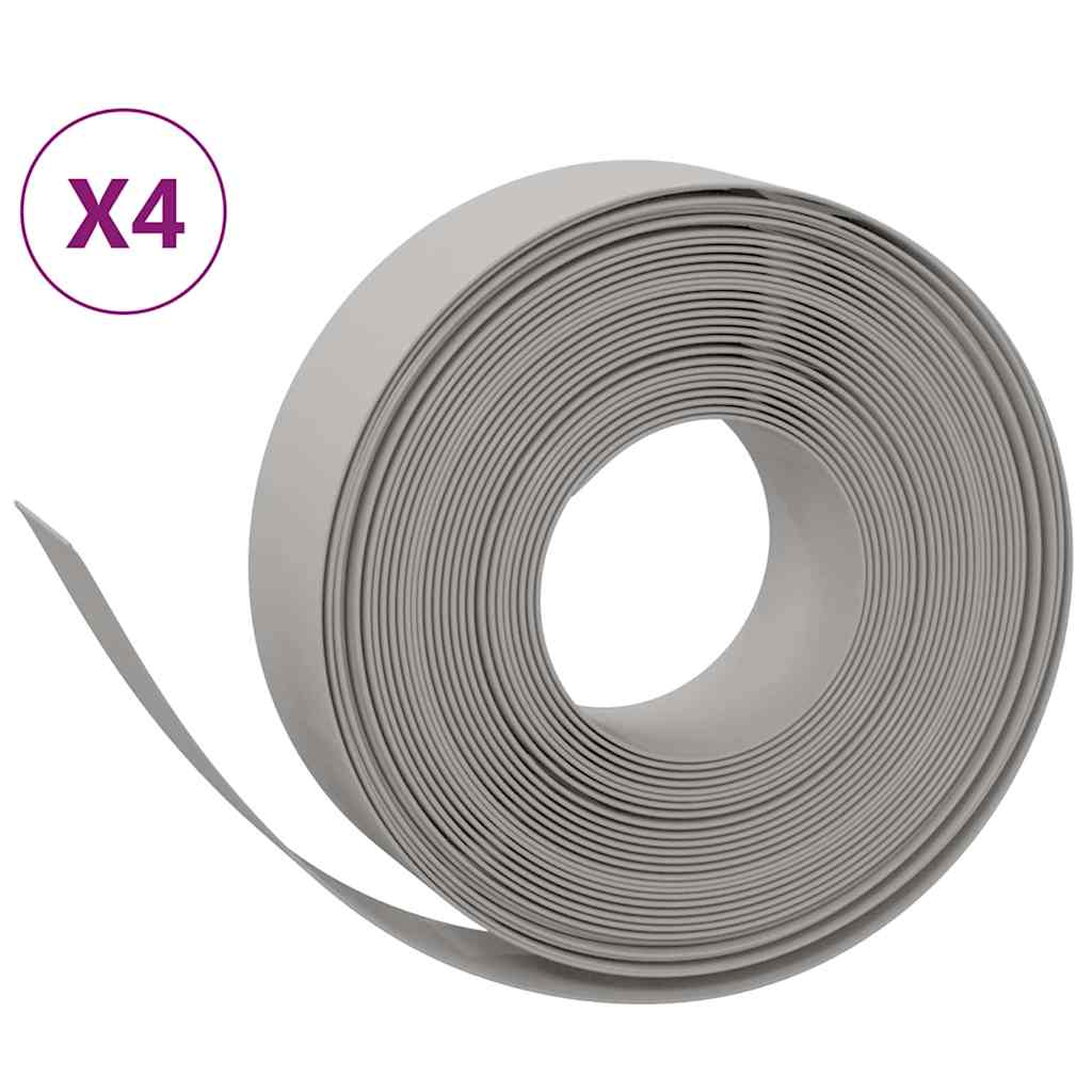 VidaXL Bordure de jardin 4 pcs 10 m 15 cm polyéthylène gris