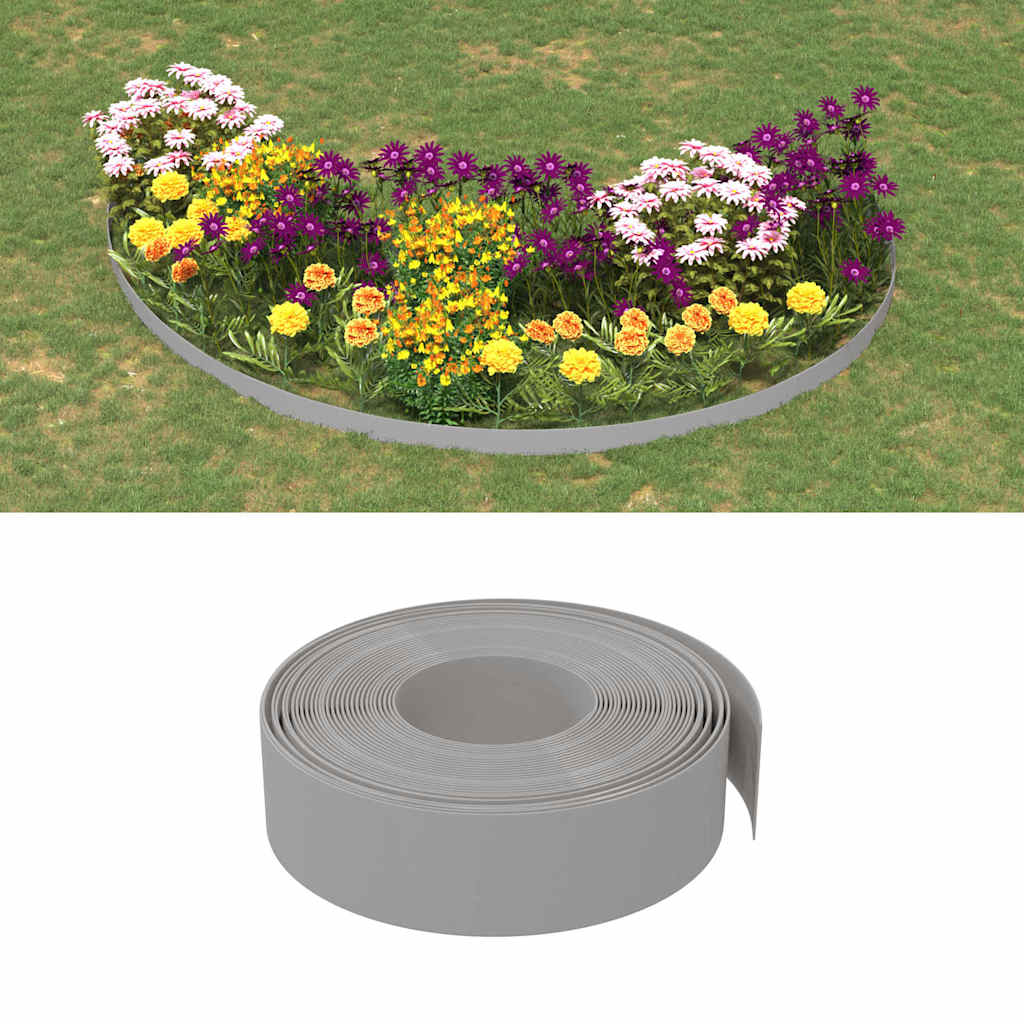 VidaXL Bordure de jardin 4 pcs 10 m 15 cm polyéthylène gris