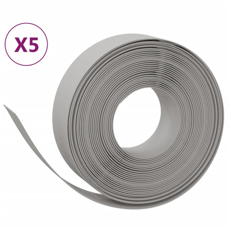 VidaXL Bordure de jardin 5 pcs 10 m 15 cm polyéthylène gris