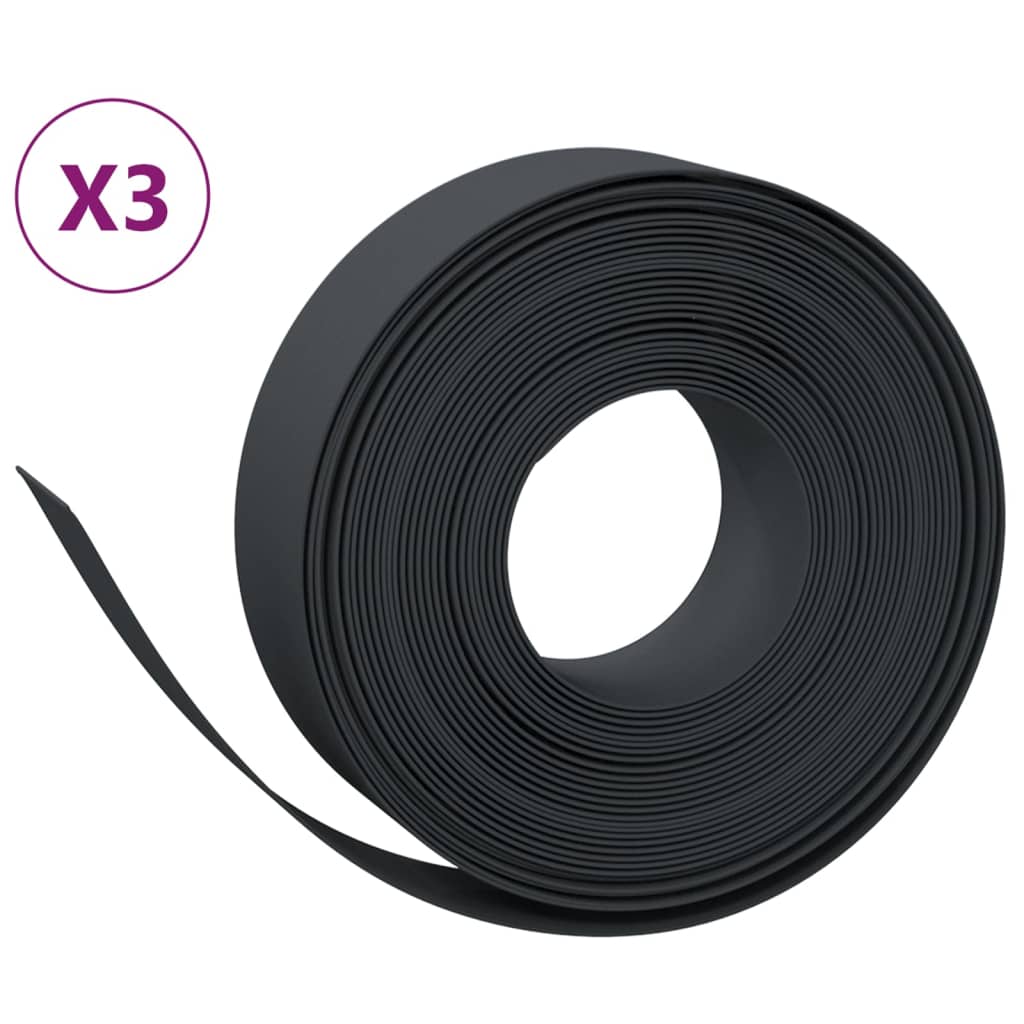 Vidaxl Garden Edges 3 St 10 M 15 cm polyethylen sort