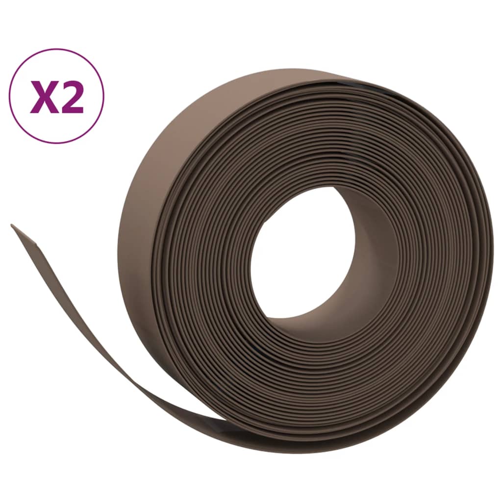 VidaXL Bordure de jardin 2 pcs 10 m 15 cm polyéthylène marron