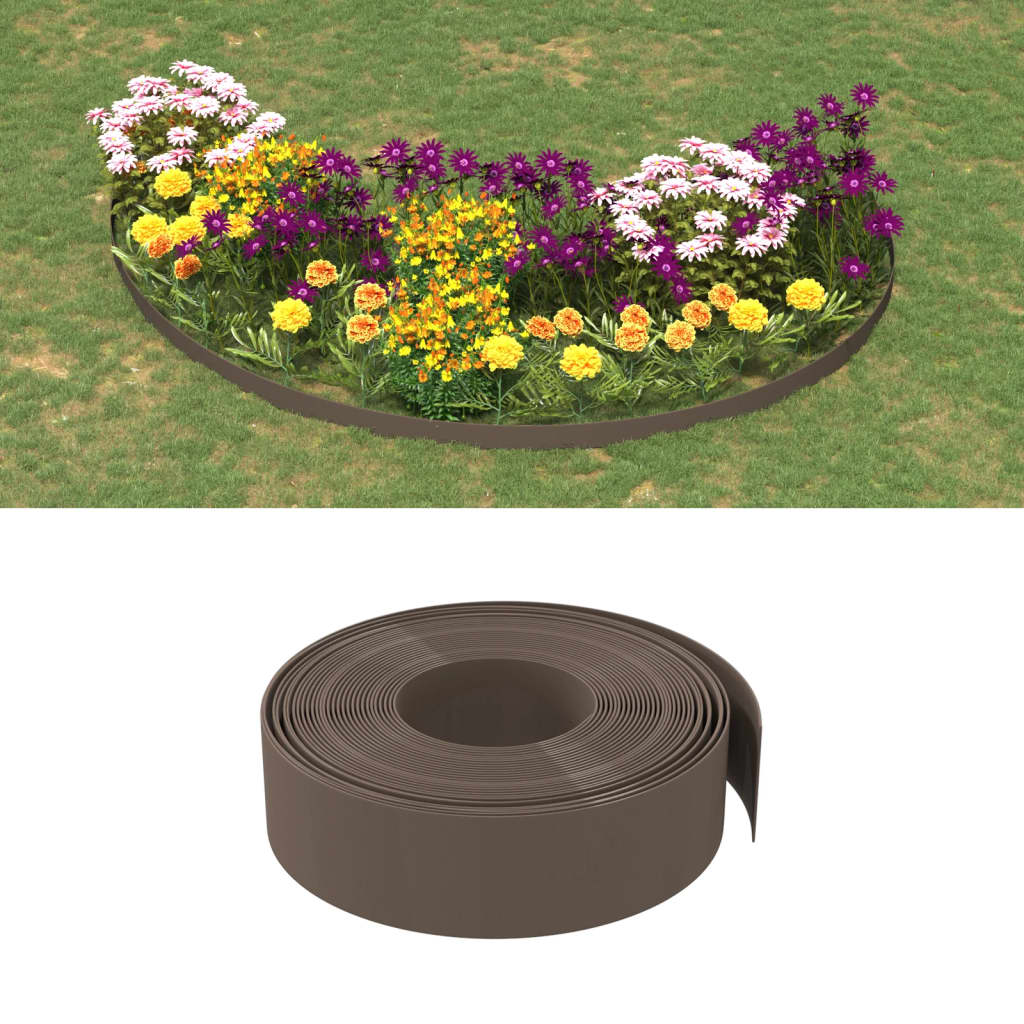 Vidaxl Garden edges 2 pcs 10 m 15 cm Polyethylene Brown