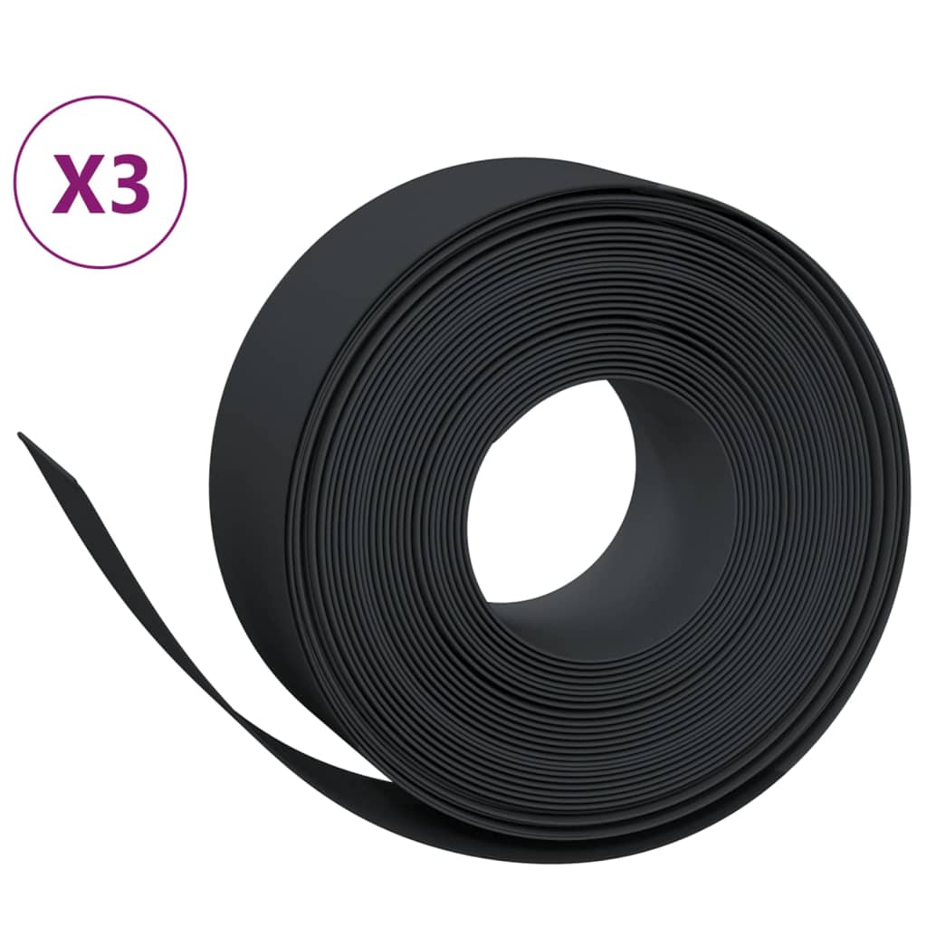 VidaXL Bordure de jardin 3 pcs 10 m 20 cm polyéthylène noir