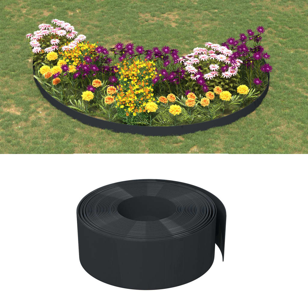 VidaXL Tuinranden 3 st 10 m 20 cm polyetheen zwart