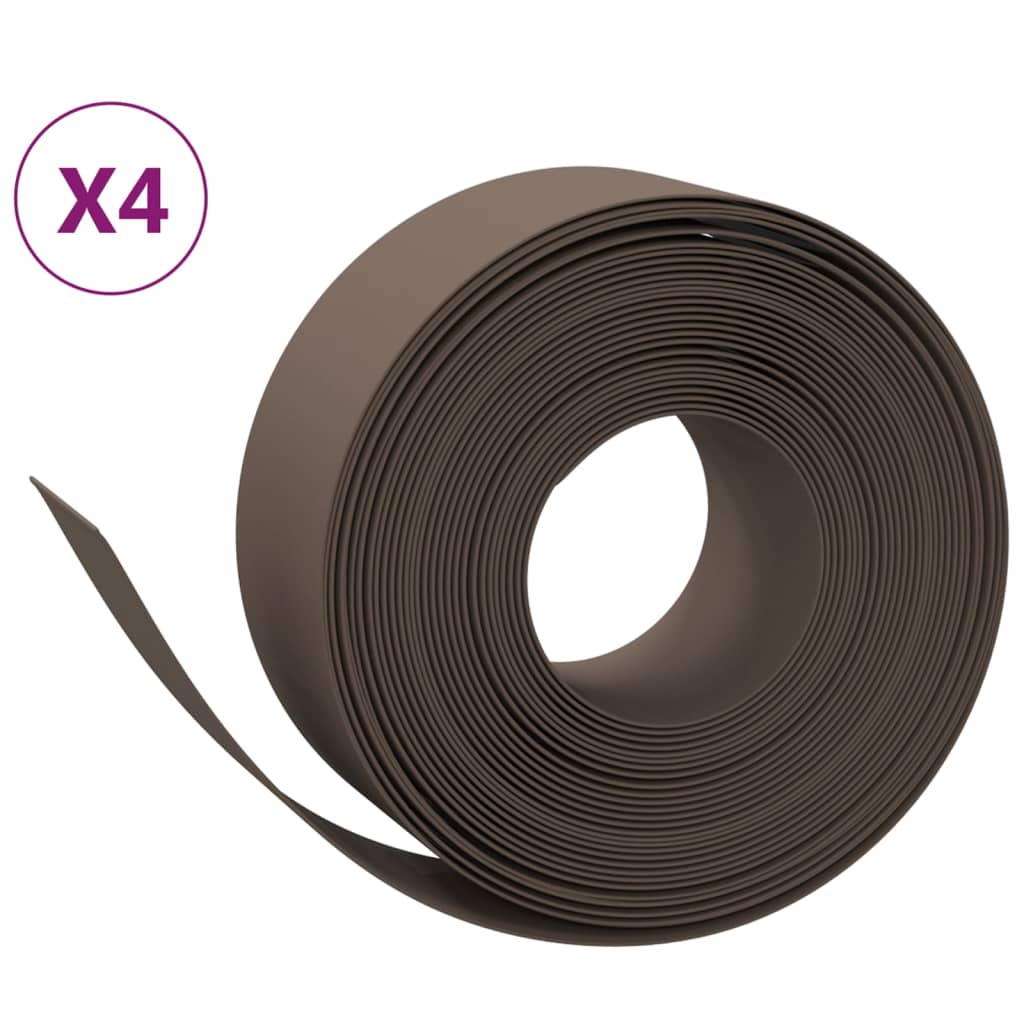 VidaXL Bordure de jardin 4 pcs 10 m 20 cm polyéthylène marron