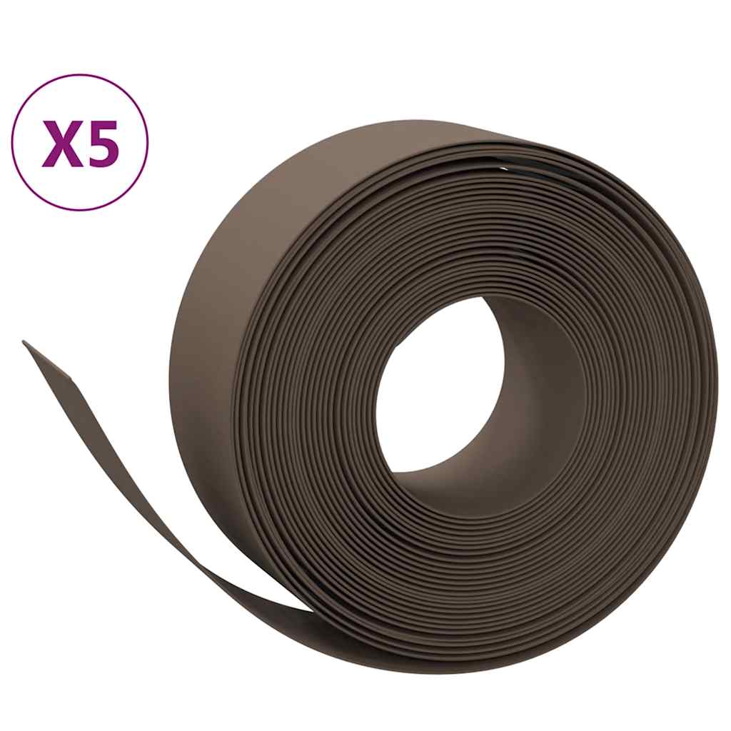 VidaXL Bordure de jardin 5 pcs 10 m 20 cm polyéthylène marron