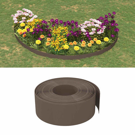 VidaXL Bordure de jardin 5 pcs 10 m 20 cm polyéthylène marron
