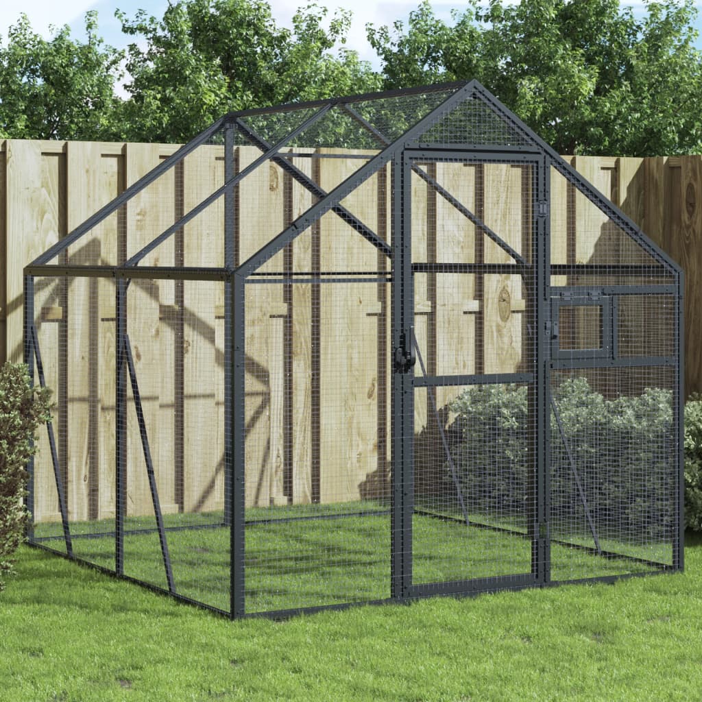 Vidaxl Aviary 1.79x2x1.85 M aluminium Antracitt -farget