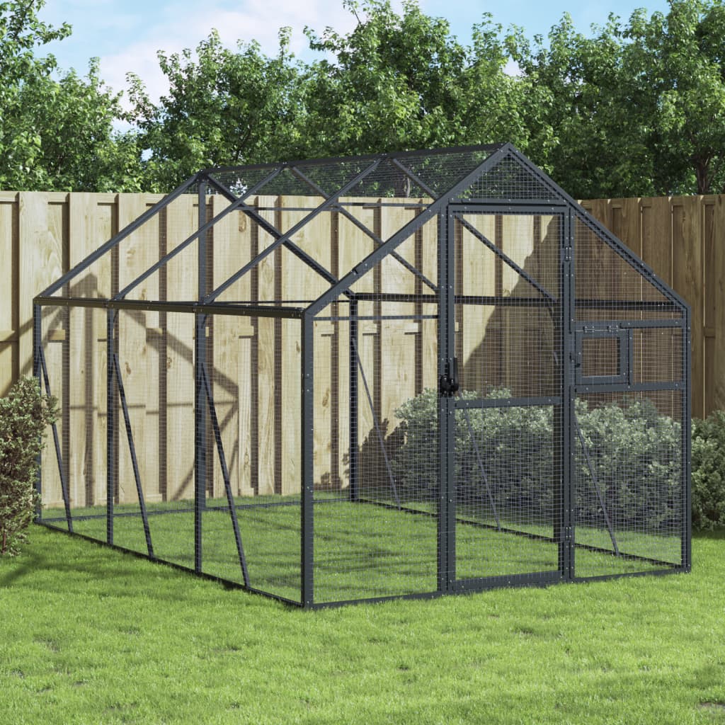 Vidaxl Aviary 1.79x3x1.85 M aluminium Antracitt -farget