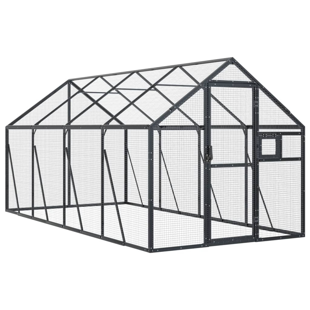 Vidaxl Aviary 1.79x4x1.85 M aluminium Antracitt -farget