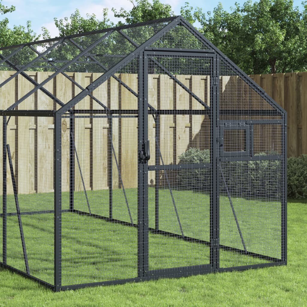 Vidaxl Aviary 1.79x4x1.85 M aluminium Antracitt -farget