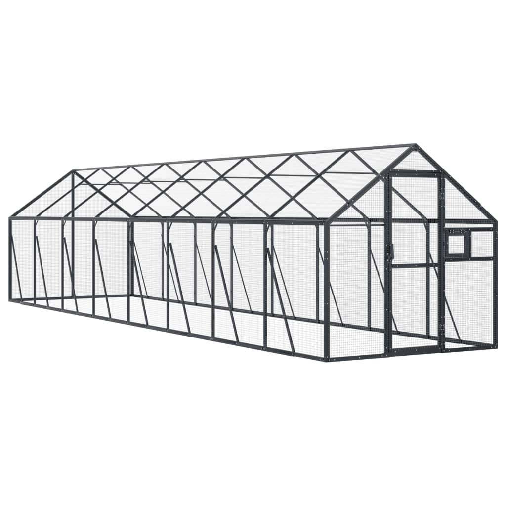 Vidaxl Aviary 1.79x8x1.85 M aluminium Antracitt -farget