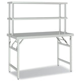 VidaXL Table de travail de cuisine avec étagère supérieure 120x60x145 cm acier inoxydable