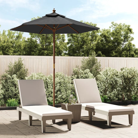 Parasol Vidaxl avec mât en bois 196x231 cm anthracite