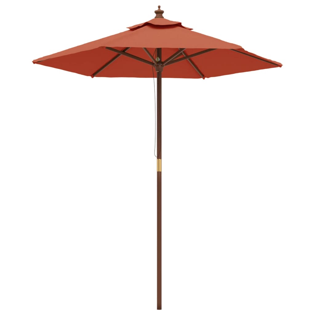 Parasol Vidaxl avec mât en bois 196x231 cm couleur terre cuite