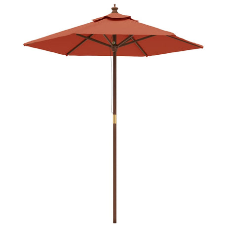 Parasol Vidaxl avec mât en bois 196x231 cm couleur terre cuite
