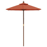 Parasol Vidaxl avec mât en bois 196x231 cm couleur terre cuite
