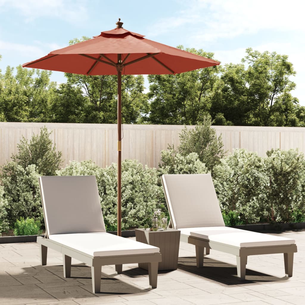 Parasol Vidaxl avec mât en bois 196x231 cm couleur terre cuite