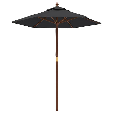 Vidaxl parasol met houten paal 196x231 cm zwart