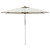 Vidaxl parasol met houten paal 299x240 cm zandkleurig