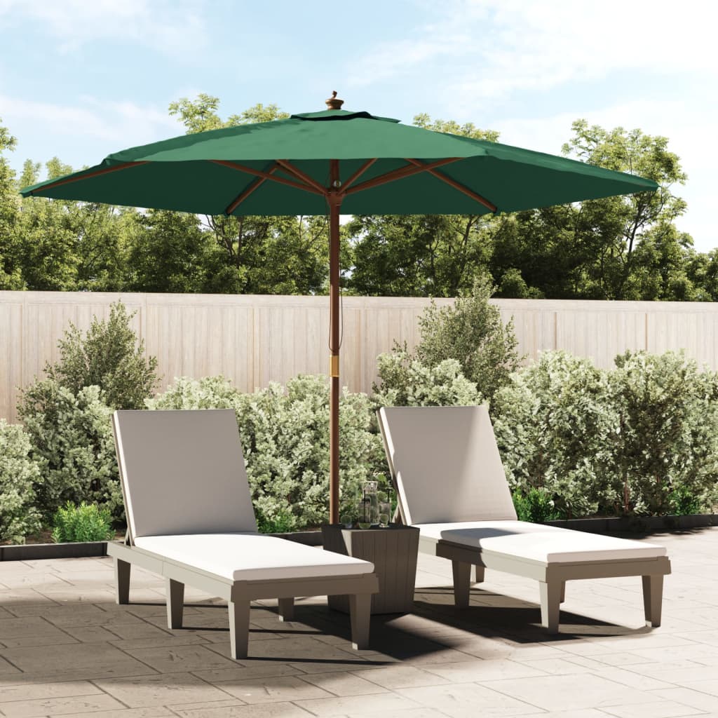 VidaXL Parasol avec poteau en bois 299x240 cm vert