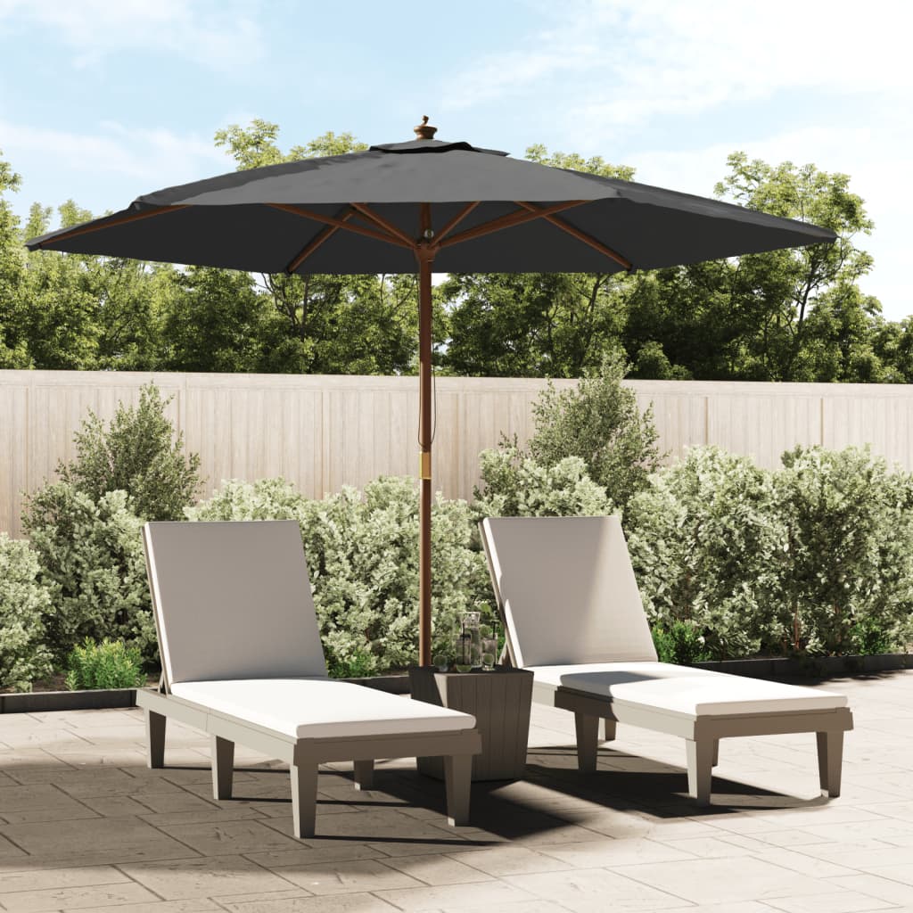 Parasol Vidaxx avec mât en bois 299x240 cm anthracite