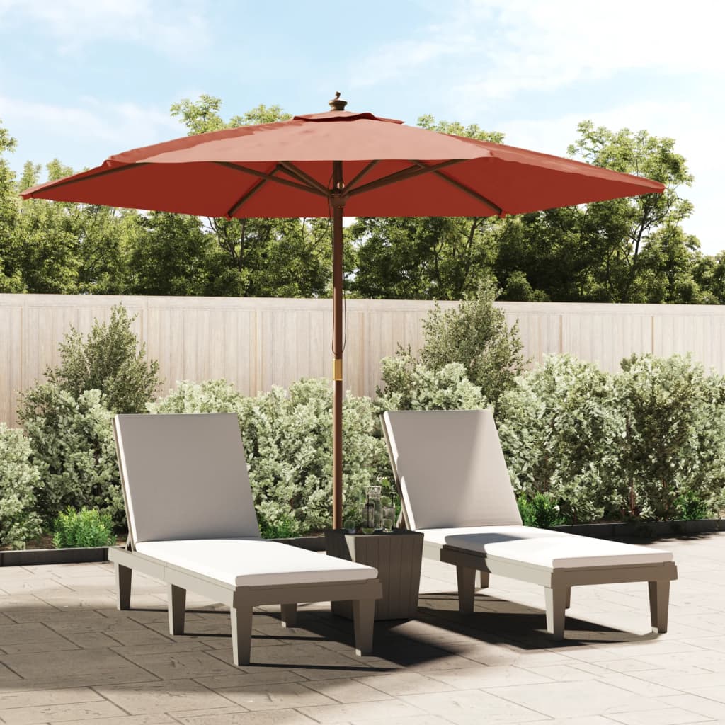 Parasol Vidaxx avec mât en bois 299x240 cm couleur terre cuite