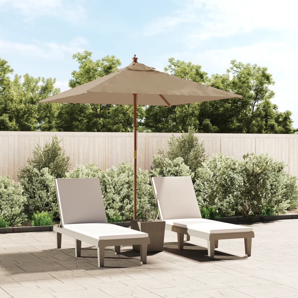 VidaXL Parasol avec poteau en bois 198x198x231 cm taupe