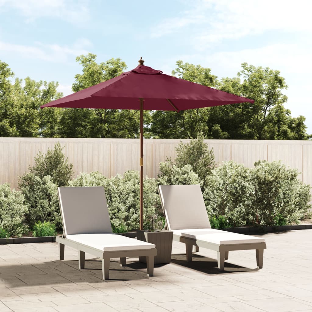 VidaXL Parasol avec poteau en bois 198x198x231 cm rouge bordeaux