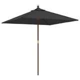 Vidaxl Parasol con poste de madera 198x198x231 cm negro