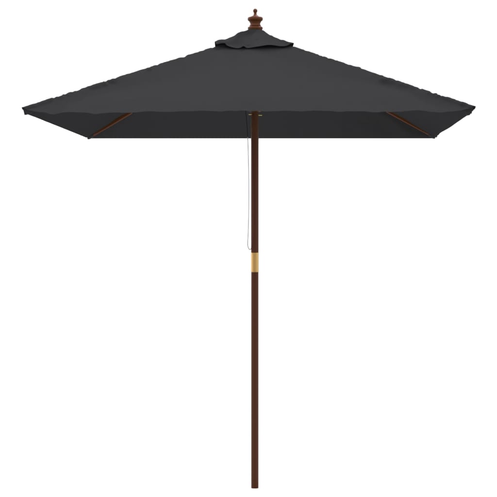 Vidaxl Parasol con poste de madera 198x198x231 cm negro