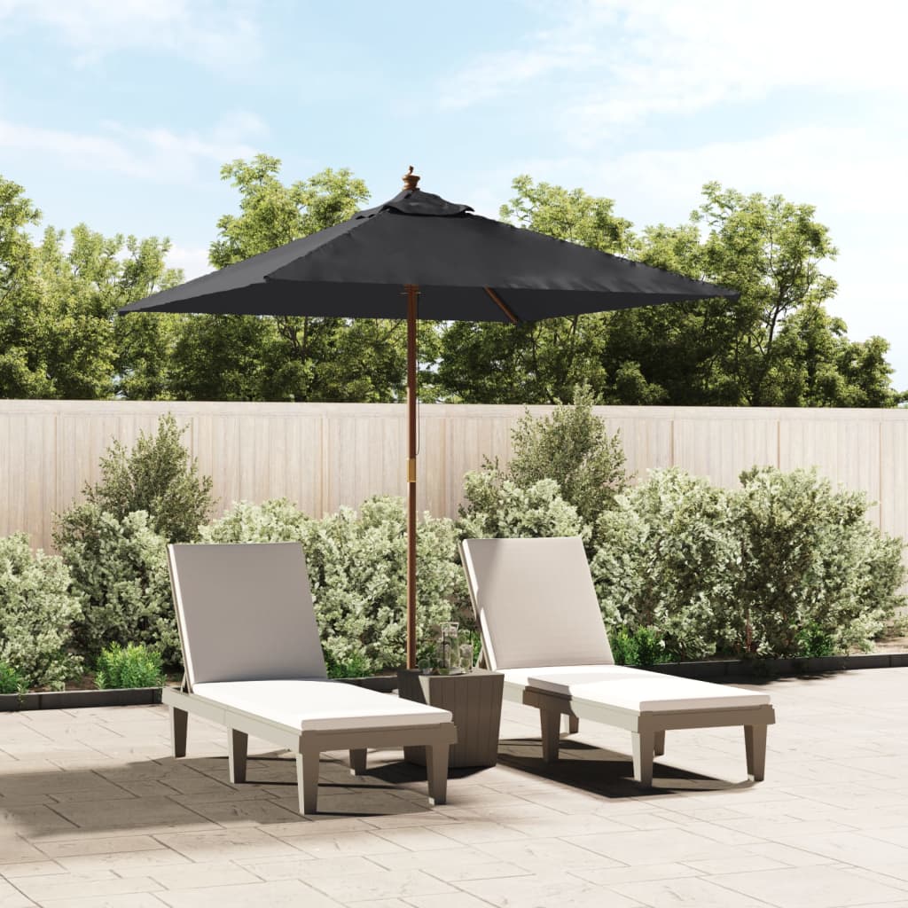 Vidaxl Parasol con poste de madera 198x198x231 cm negro