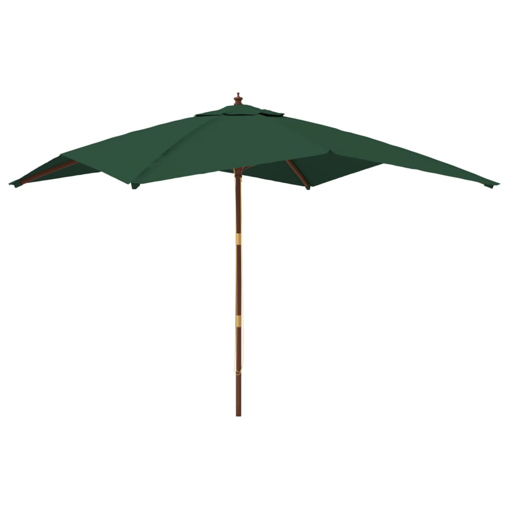 Parasol Vidaxl con poste de madera 300x300x273 cm verde