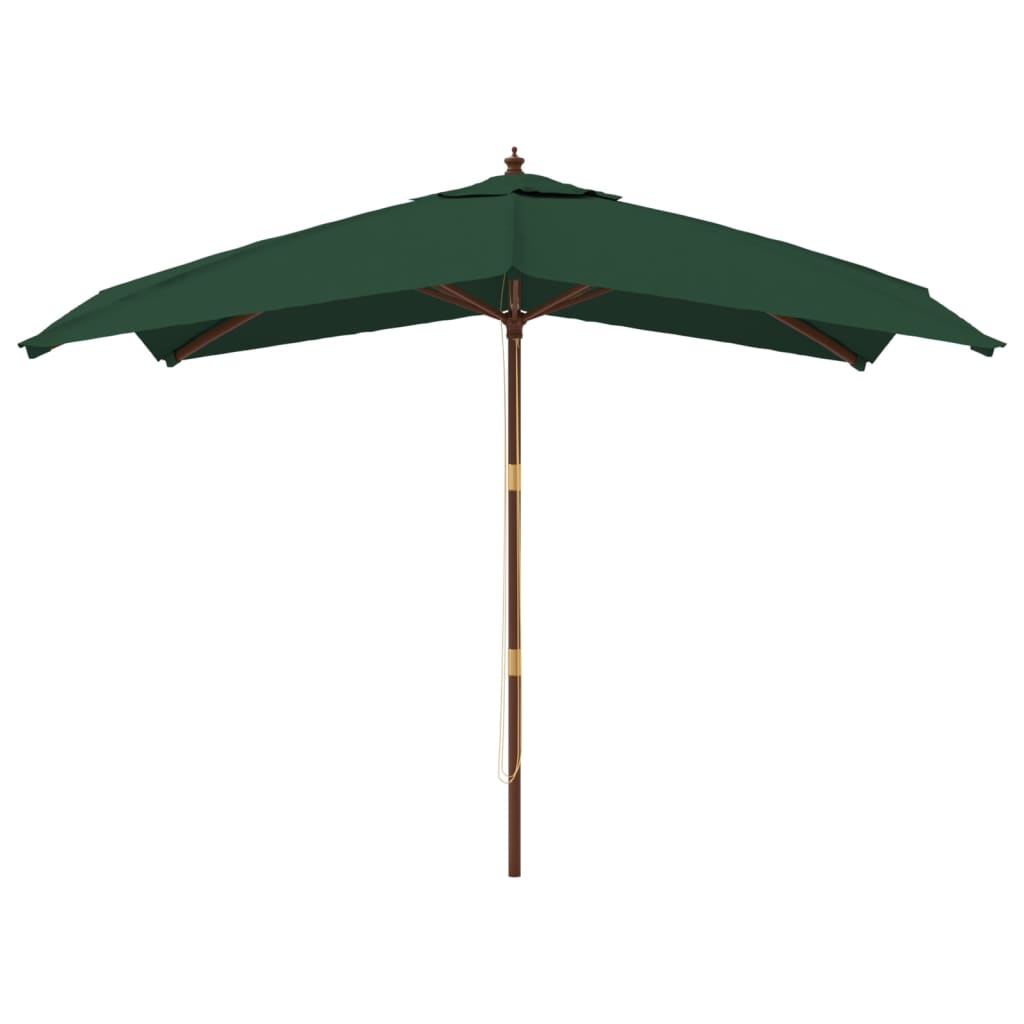 Parasol Vidaxl con poste de madera 300x300x273 cm verde