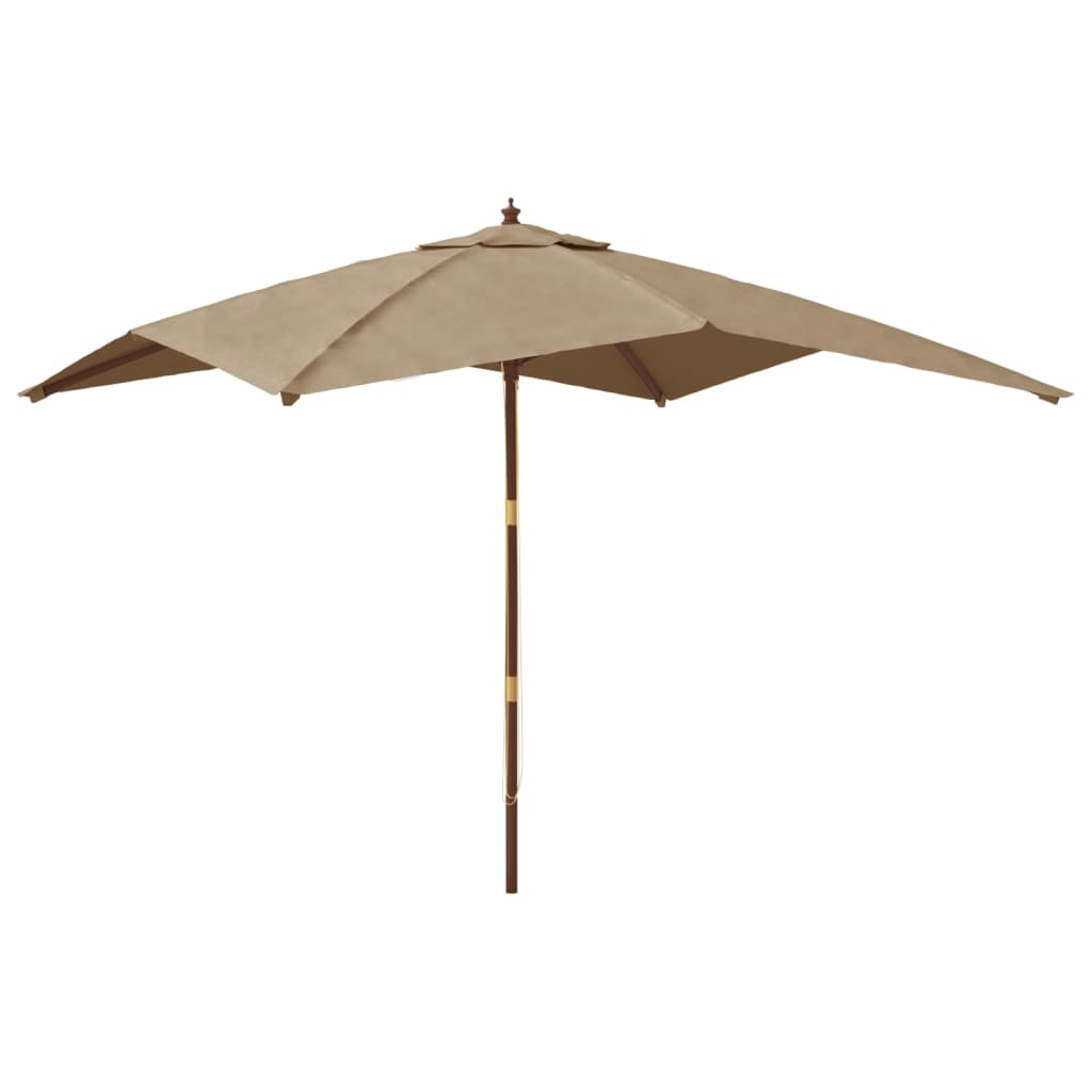 Vidaxl Parasol z lesenim drogom 300x300x273 cm Taupe