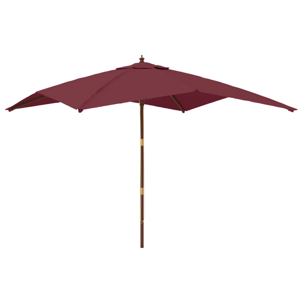 Vidaxl Parasol con poste de madera 300x300x273 cm Burdeos rojo