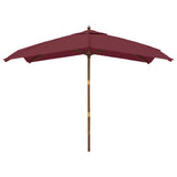 Parasol VidaXL avec poteau en bois 300x300x273 cm bordeaux