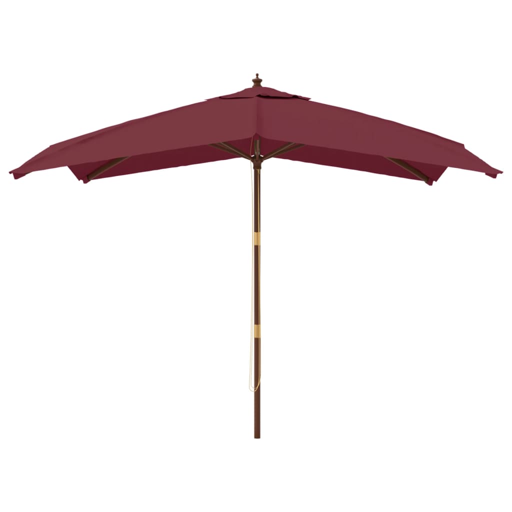 Vidaxl Parasol con poste de madera 300x300x273 cm Burdeos rojo