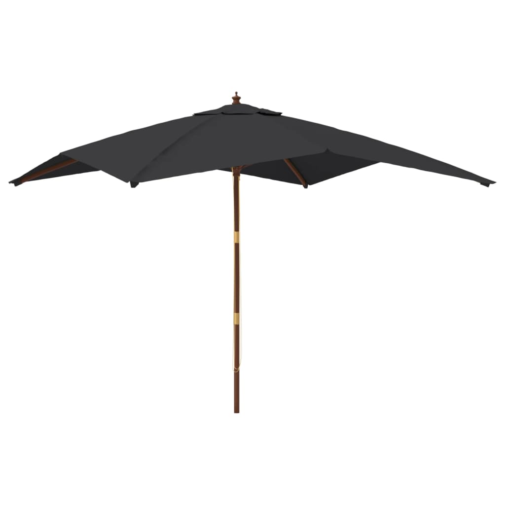 Parasol Vidaxl con poste de madera 300x300x273 cm negro