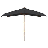 Parasol Vidaxl con poste de madera 300x300x273 cm negro