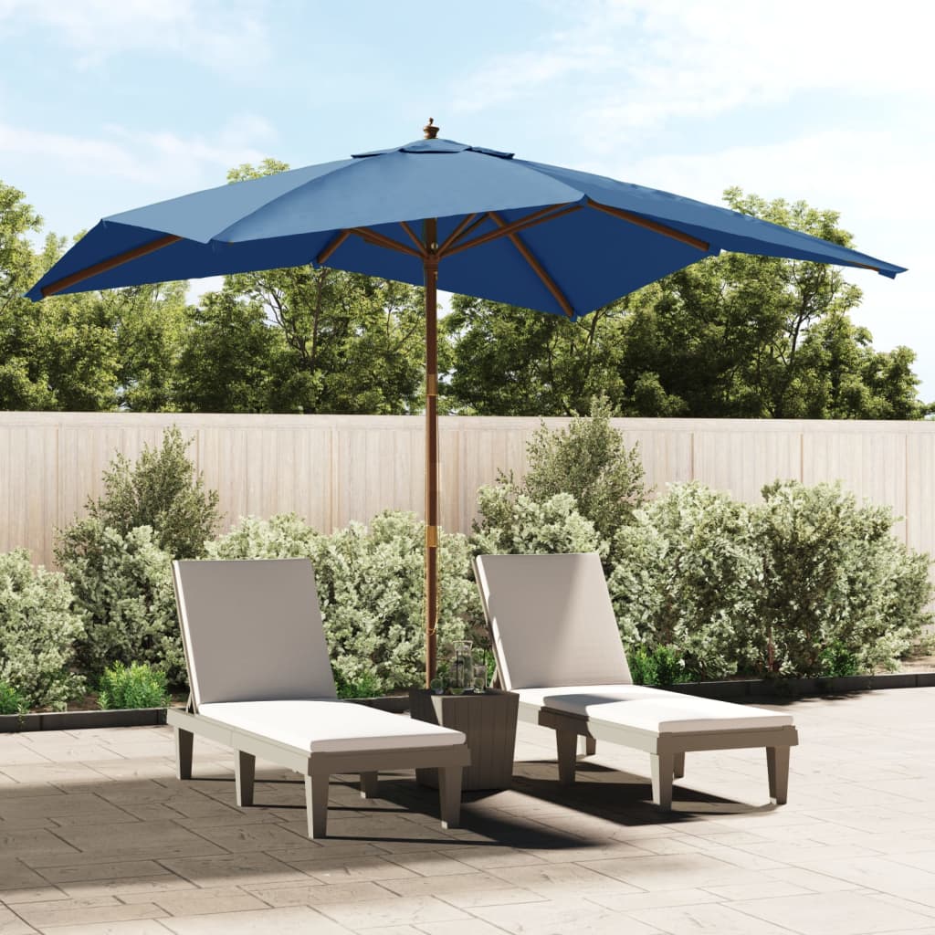 Parasol Vidaxl con poste de madera 300x300x273 cm azul azul