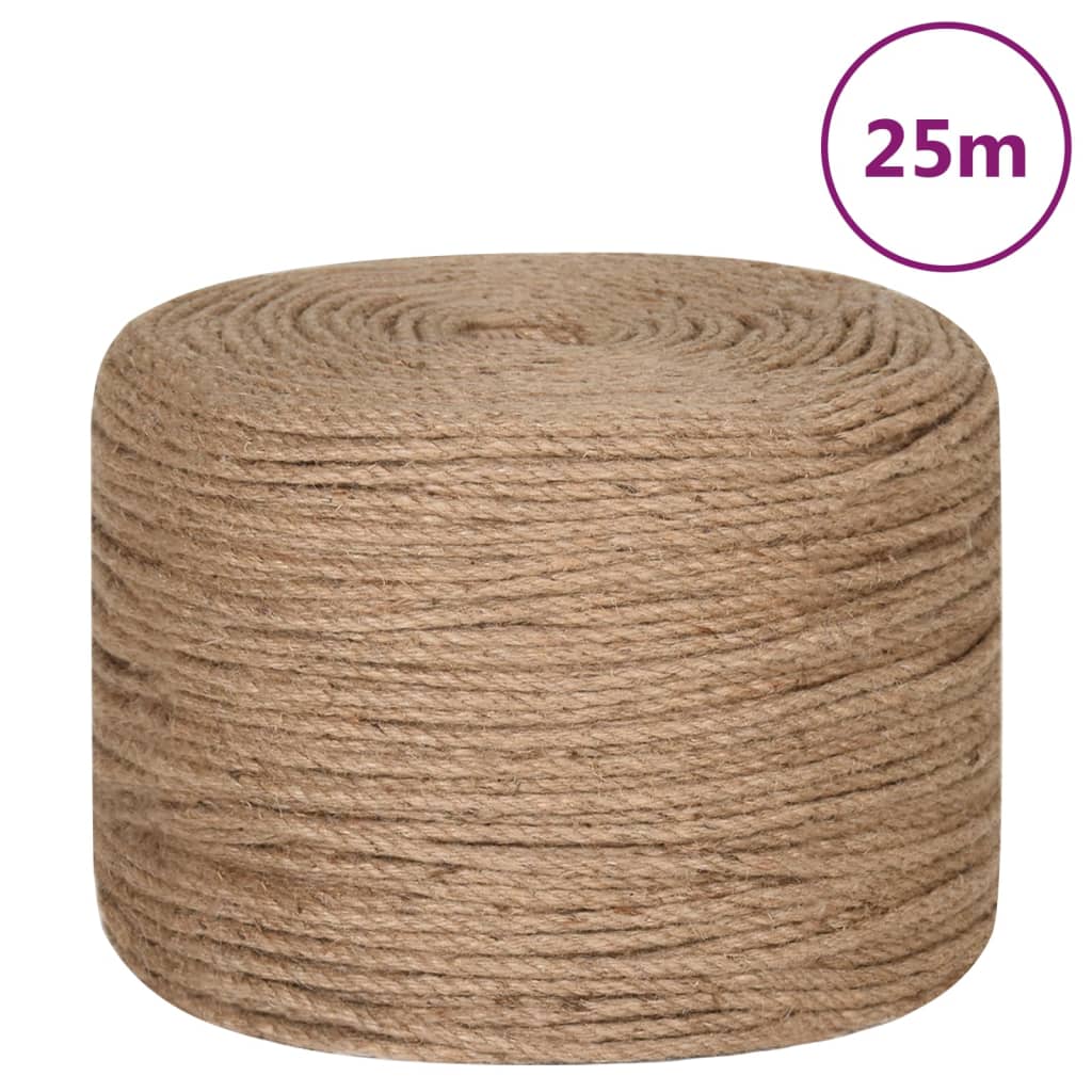 Vidaxl tau 25 m lang 6 mm tykk jute