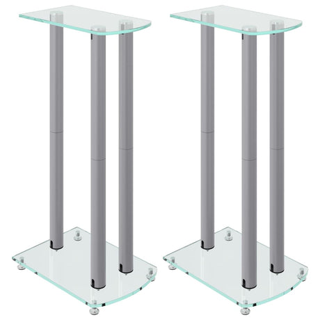 Vidaxl supports d'enceintes 2 pcs 3 piliers verre trempé couleur argent
