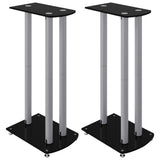 Vidaxl supports d'enceintes 2 pcs 3 piliers verre trempé noir argent