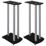 VidaXL Loudspeaker Standards 2 pcs 3 pillars hardened glass black silver