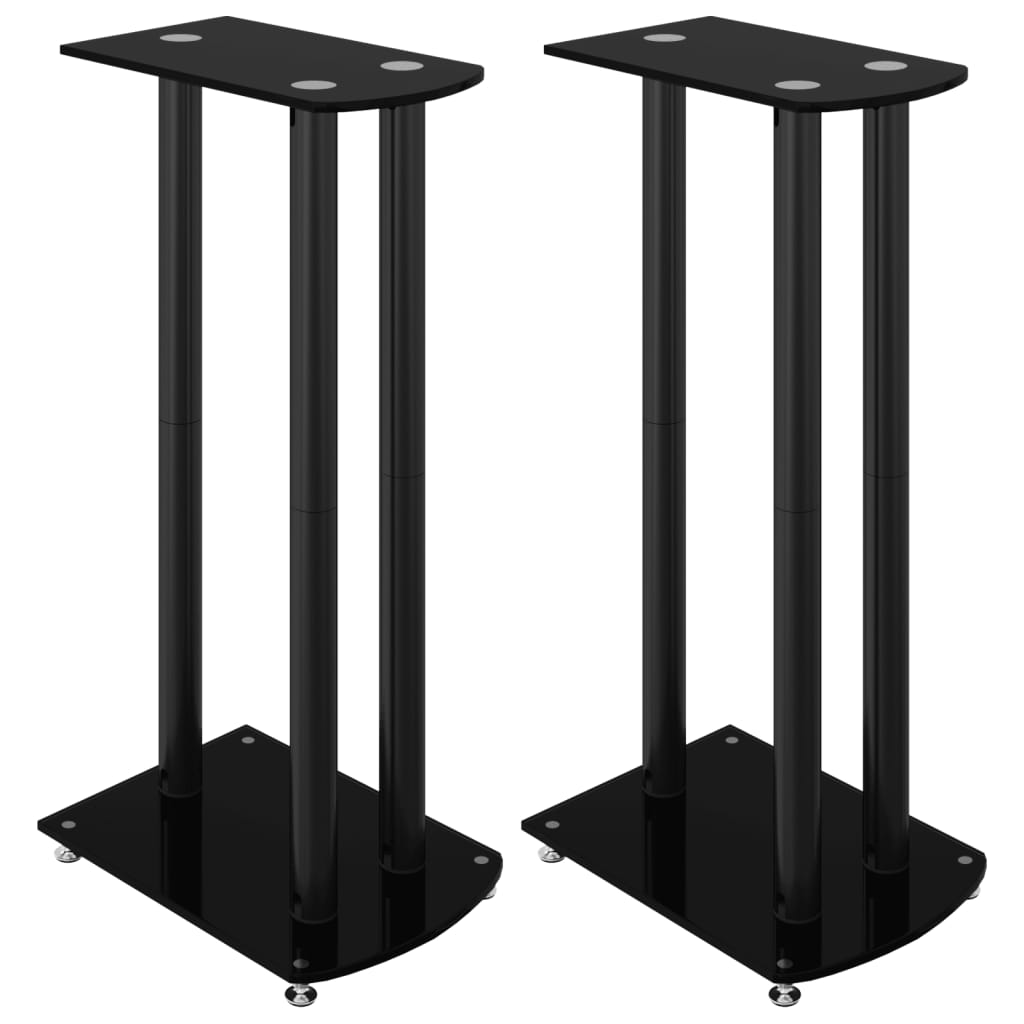 Vidaxl supports d'enceintes 2 pcs 3 piliers verre trempé noir