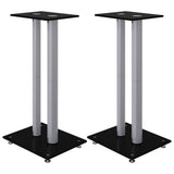Vidaxl supports d'enceintes 2 pcs 2 piliers verre trempé noir argent